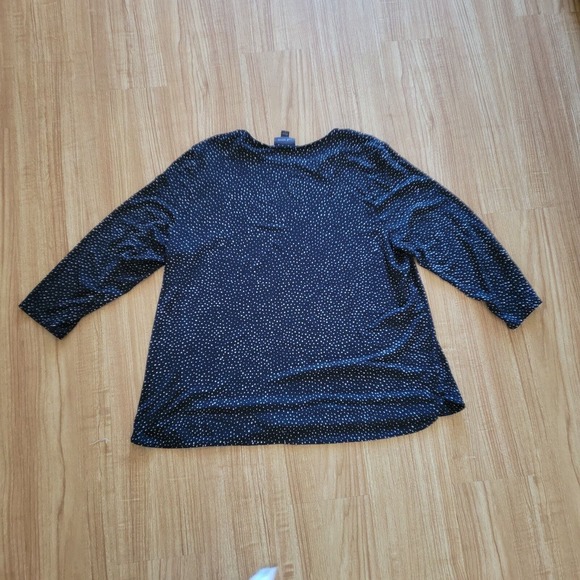 J JIll Wearever Top Shirt Womens Large Black White Swiss Dot Stretchy Everyday - Picture 11 of 12